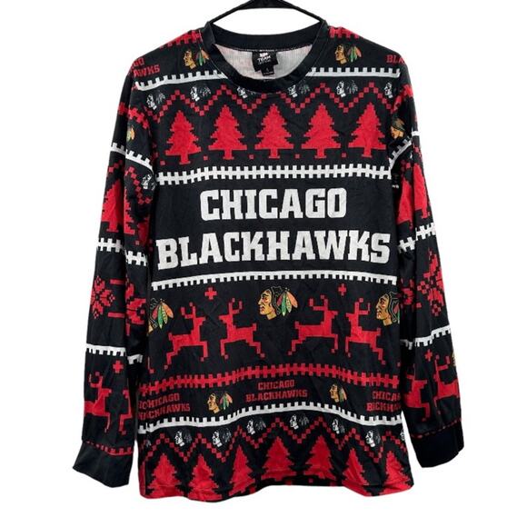 NFL Team Apparel Chicago Blackhawks Long Sleeve Ugly Christmas Sweater‎ Size S - Picture 1 of 8